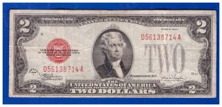 1928f $2 Dollar Bill Old Us Note Legal Tender Paper Money Currency Red Seal R11 photo