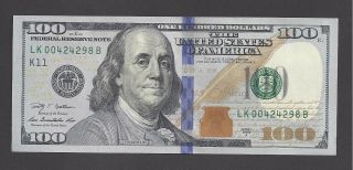 $100 Federal Reserve Note,  Series 2009a,  Dallas (lk00424298b),  Unc photo