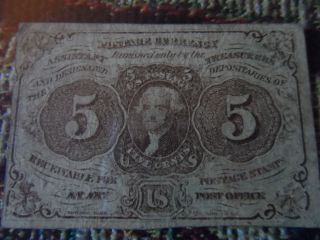 5 Postage Currency,  July 7,  1862 photo
