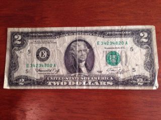 1976 Circulated $2 Bill Federal Reserve Note Richmond Series 1976 photo