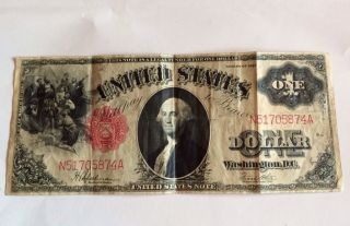 United States U.  S.  Legal Tender Note 1917 $1 One Dollar Large Note photo