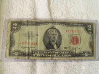 1953 Red Seal $2 Two Dollar United States Note Paper Money Currency photo