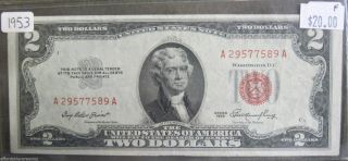 1953 Red Seal $2 United States Note Paper Money Currency (213g) photo