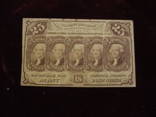 25 Cents Fractional 1st Issue,  Fr - 1281 Very Fine + photo