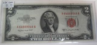 1953 Red Seal $2 Two Dollar United States Note Paper Money Currency (1216d) photo