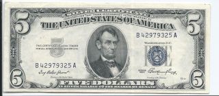 1953 $5.  00 Silver Certificate 10/18 photo