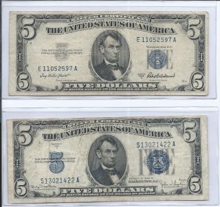 1934d 1953a $1.  00 Silver Certificates Notes photo