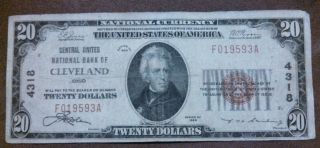 1929 $20 Dollar Bill,  Type 1,  Charter 4318,  Old Paper Money,  Us Currency, , photo