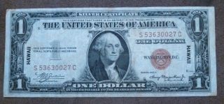 1935a Dollar Bill,  Hawaii Note,  Old Paper Money,  Us Currency,  Ww2,  Collect & Save$$$ photo
