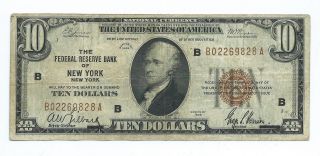 1929 $10.  00 National Banknote - - The Federal Reserve Bank Of York,  York photo