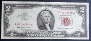 Almost Uncirculated 1963 $2 Red Seal United States Note (a03103680a) photo
