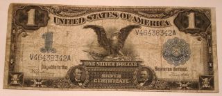 1899 $1 Silver Certificate Large Sized Black Eagle Bank Note; Blue Seal photo
