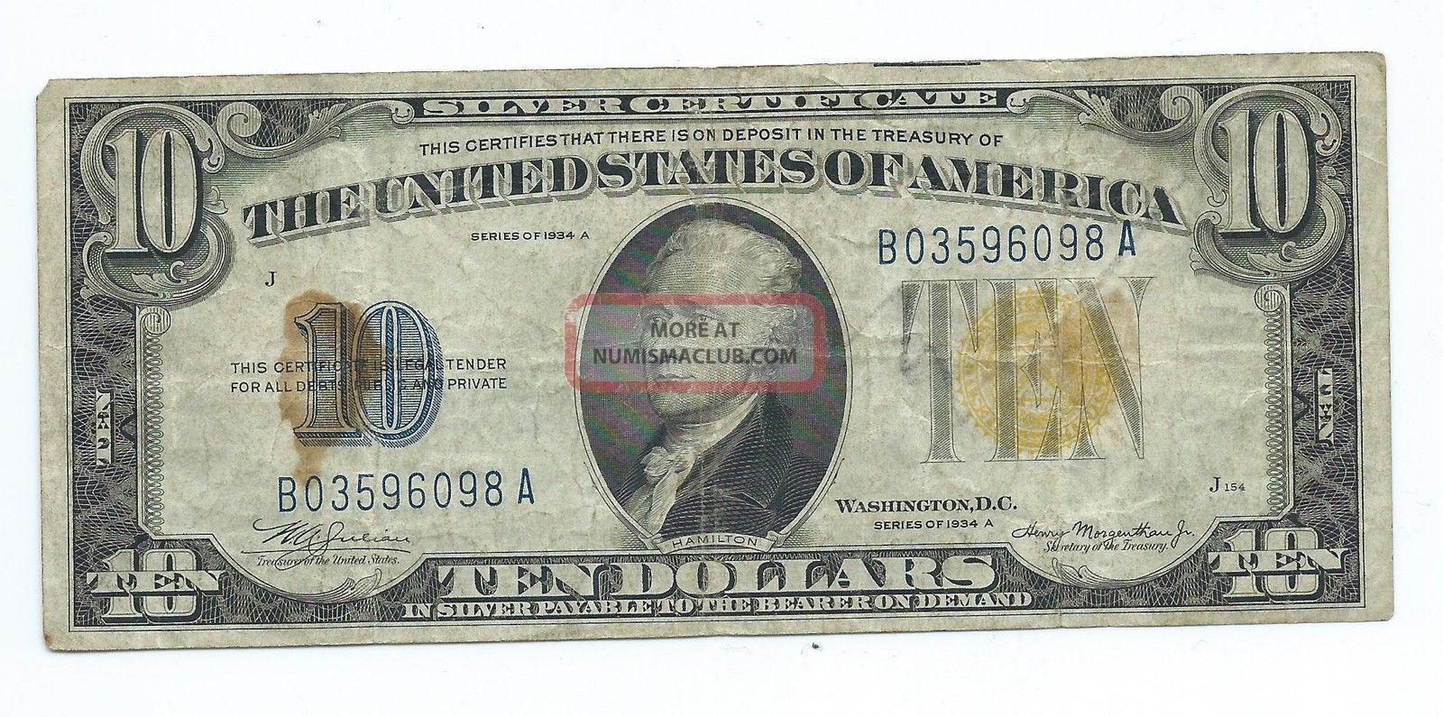 1934 A $10 00 Silver Certificate == North Africa