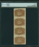 1863 - 67 5 Cent Fractional Currency Fr - 1233 Certified Pmg Au55,  Sheet Of (4) Paper Money: US photo 1