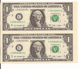 Uncut Sheet $1 X 2 Legal Usa 1 Dollar Currency Notes - Gift Money - Usa photo