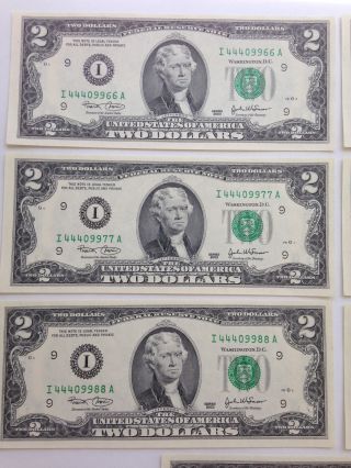6 Rare Repeater Notes - $2 Family Of Repeaters Minneapolis Fed,  2003 photo