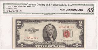 1953 C $2 United States Note Cga 65 photo