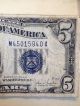 1934 C - 5 Dollar Bill (blue Seal) (offset Error) Silver Certificate Rare Small Size Notes photo 6