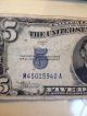 1934 C - 5 Dollar Bill (blue Seal) (offset Error) Silver Certificate Rare Small Size Notes photo 8