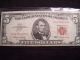 3 - 5 Dollar Red Seal Notes Series 1963 Fine Or Better. Small Size Notes photo 8