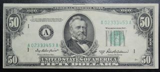 1950 B Fifty Dollar Federal Reserve Note Boston Grading Xf Au 3453a Pm4 photo