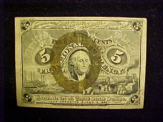 5 Cent Fractional Currency Second Issue - 1863 - Oval Overstamp 1232 photo