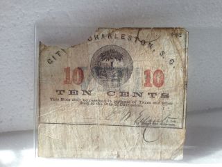 1862 - City Of Charleston,  South Carolina - Ten Cent Paper Note photo