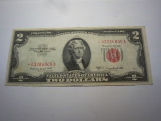 1953 B Star United States Two Dollar Bill (03284805 A) Lot183 photo