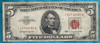 Rare Red Seal Star Note Five Dollar ($5.  00) U.  S.  Bill Combination photo
