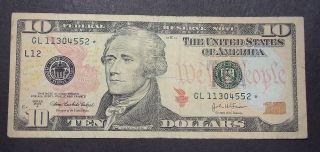 Star Note 2004a $10 San Francisco Federal Reserve Notes Circulated Gl11304552 photo