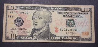 Star Note 2004a $10 San Francisco Federal Reserve Notes Circulated Gl11038598 photo
