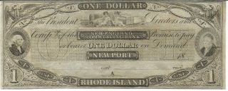Rhode Island Newport England Commercial Bank $1 18xx Chcu Note 1 Rare photo