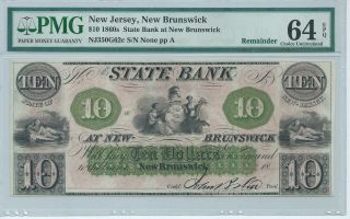 Jersey Brunswick State Bank $10 186x One Signature G62c Pmg64epq photo
