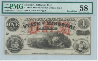 Missouri Jefferson City Defence Bond $1 186x Not Signed Watermarked Pmg58 photo