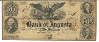 Georgia Augusta Bank Note Not Signed/issued $50 Obsolete Currency 18xx Plate A photo