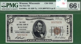 {wausau} $5 The First Nb Of Wausau Wisconsin Ch 2820 photo