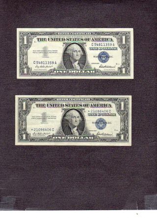 United States 1957 One Dollar Silver Certificates 1957 And 1957 Star Note photo