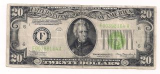 1934 $20.  00 Federal Reserve Note From The Bank Of Atlanta Georgia photo