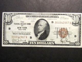 1929 $10 York Federal Reserve Bank Note National Currency Ten Dollar Bill photo