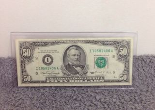 Old Style 1990 Series 50$ Bill Serial I10581406a photo