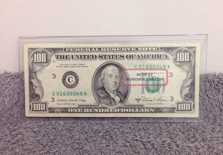 Old Style 1981 Series A 100 Bill Serial C01600349a old-style-1981-series-a-100-bill-serial-c01600349a