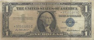 1957 Series $1.  00 Silver Certificate Blue Seal Star Note photo