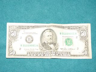 1985 Federal Reserve Fifty 50 Dollar Grant Note Bill B Series photo