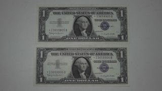 2 Consecutive 1957 - B $1 Silver Certificate Star Notes - Gem Crisp Uncirculated photo