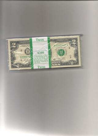 100 Pack 2009 $2 York B Notes B09523501a To B09523600a Cu Unc photo