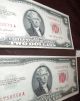 (2) 1953 $2 Dollar Starred & Red Seal Us Bills / Uncirculated Small Size Notes photo 5