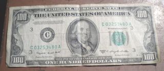 1950 C 100.  00 Dollar Bill Green Seal photo