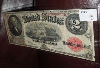 1917 $2 Dollar Red Seal Us Bill / / Really Bill photo