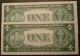 2 X $1 1935 G Fr.  1616 No Motto Silver Certificate Consecutive Star Notes Gem Small Size Notes photo 1