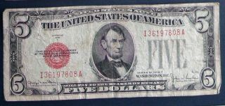 One 1928f $5 Red Seal United States Note (i36197808a) photo